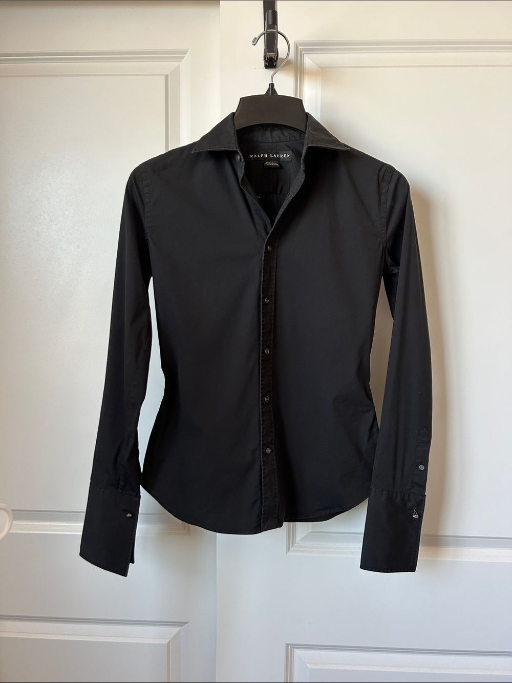 Ralph Lauren Collection Black Button Down Dress Shirt with Cufflinks
